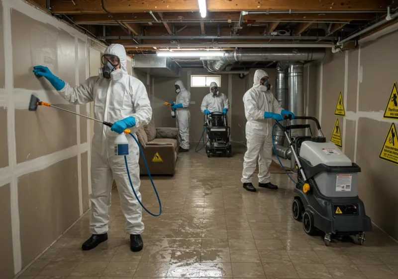 Basement Moisture Removal and Structural Drying process in Stewartville, AL